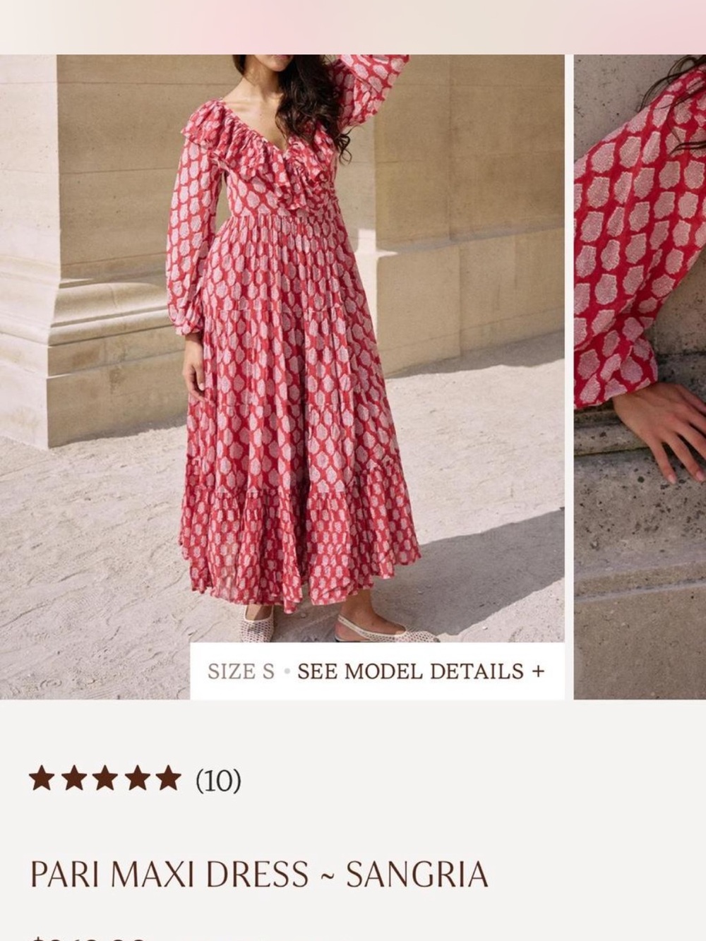 Daughters of India Sangria Pink Ruffle Maxi Dress